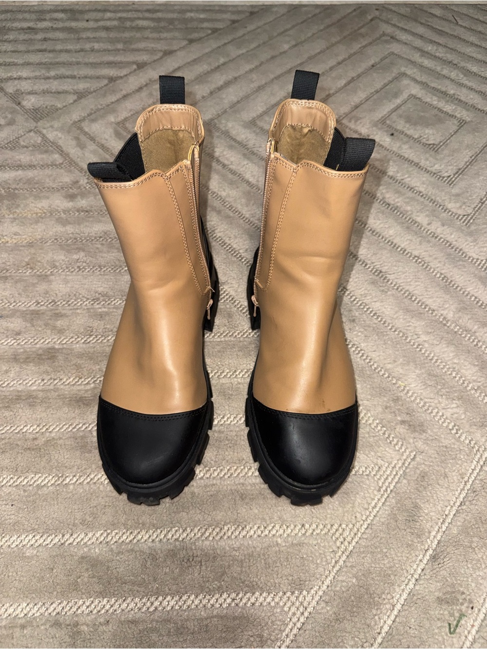 a new day Tan and Black Chelsea Lug Boots